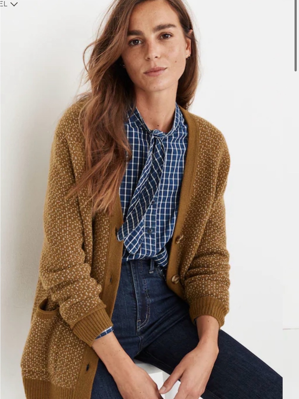 Madewell Bird's Eye Maysfield Olive Cardigan Sweater in Coziest Yarn - Size S